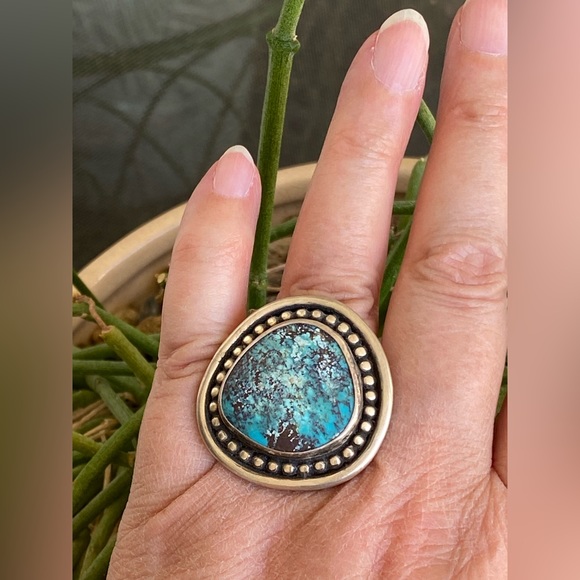 Chinese Redskin Turquoise Sterling Ring - Picture 3 of 3